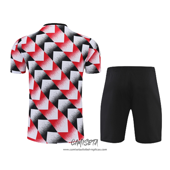 Chandal del Manchester United 2022-2023 Manga Corta Negro y Rojo - Pantalon Corto